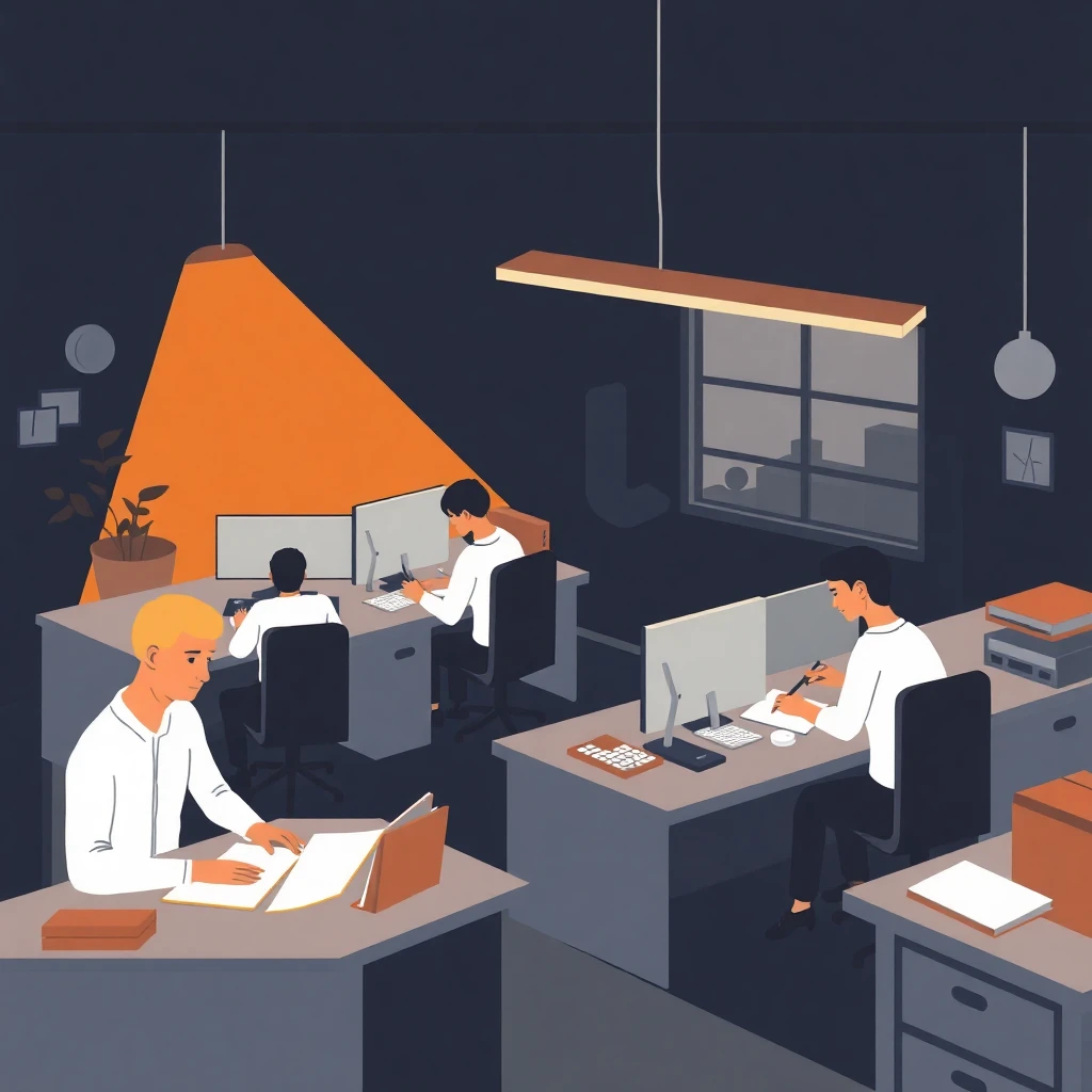 Trabajadores de oficina colaborando