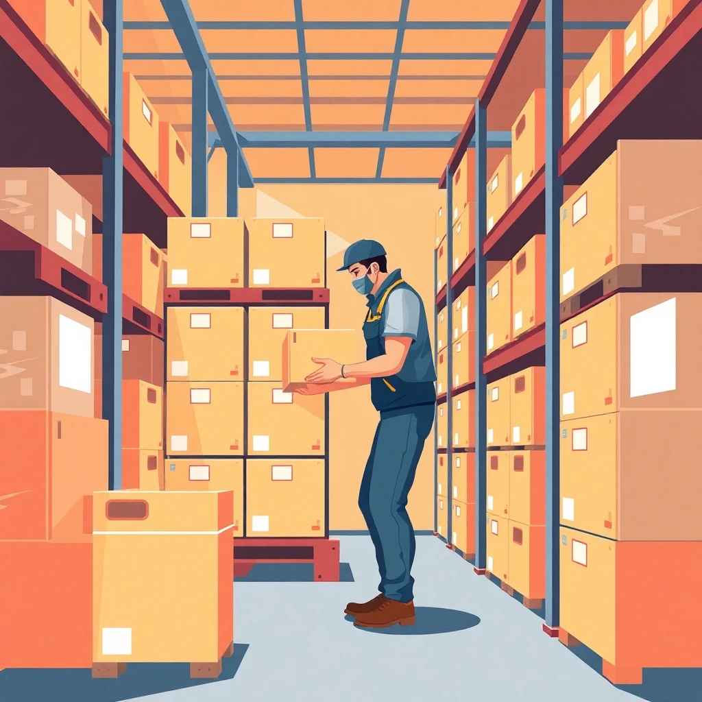 Trabajador de almacén organizando productos