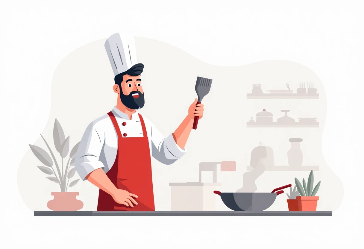 Chef enseñando en una clase en vivo