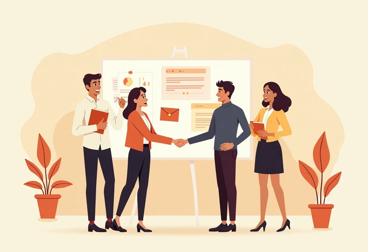 Trabajadores administrativos colaborando