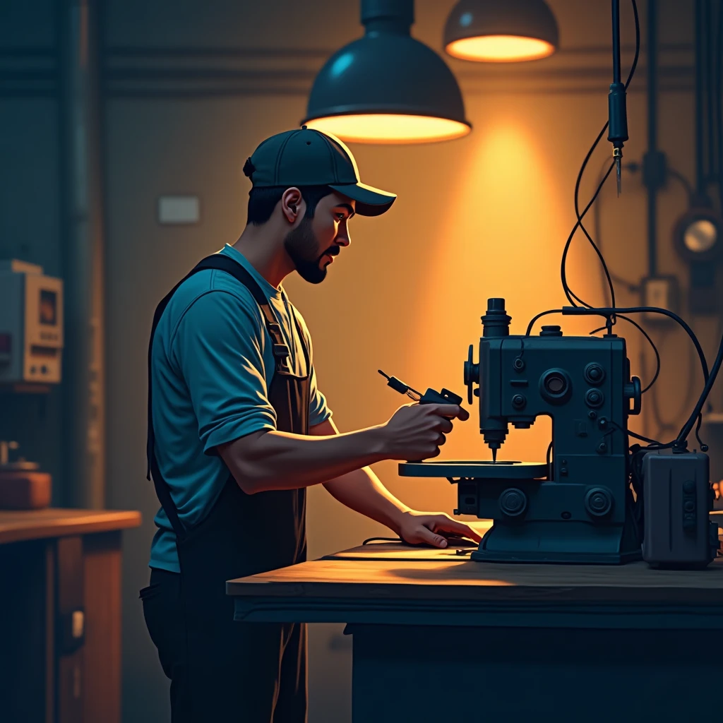 Trabajador de manufactura en acción