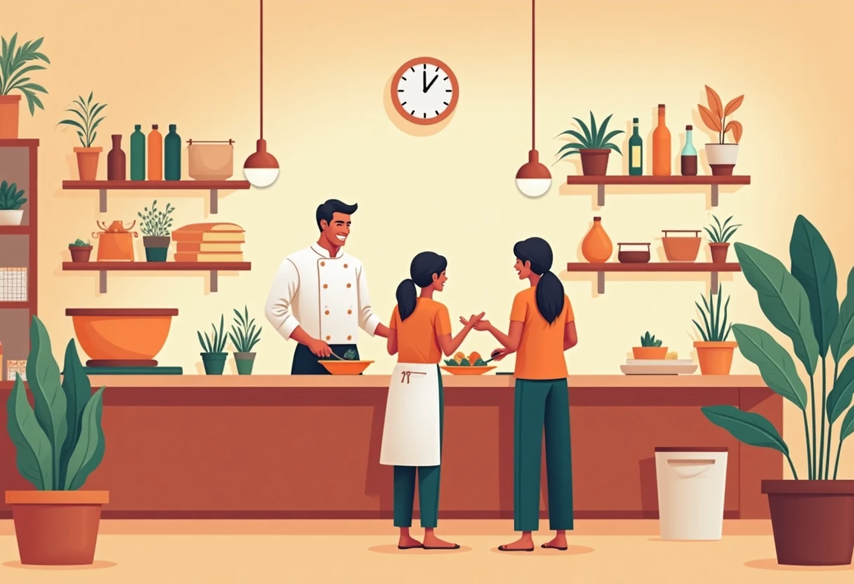 Chef working in a dynamic kitchen