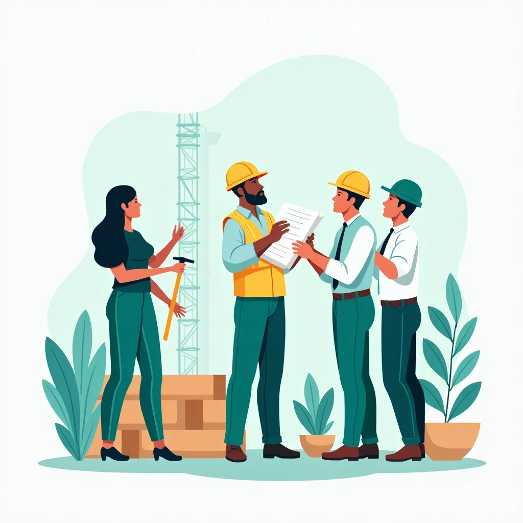 Trabajador de la construcción revisando planos