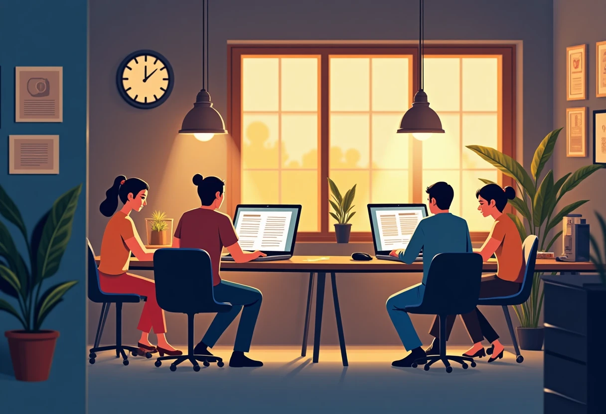 Colaboración en un entorno de oficina