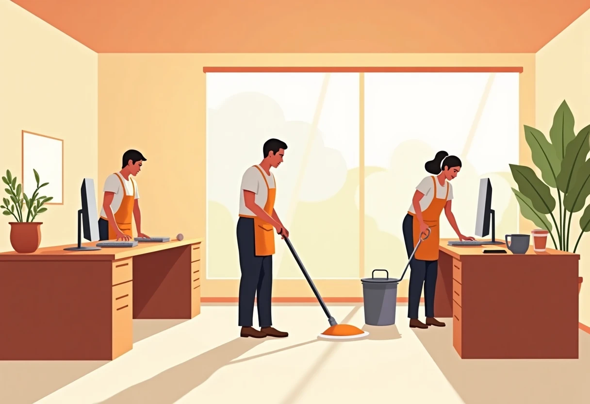 Trabajando en equipo en limpieza