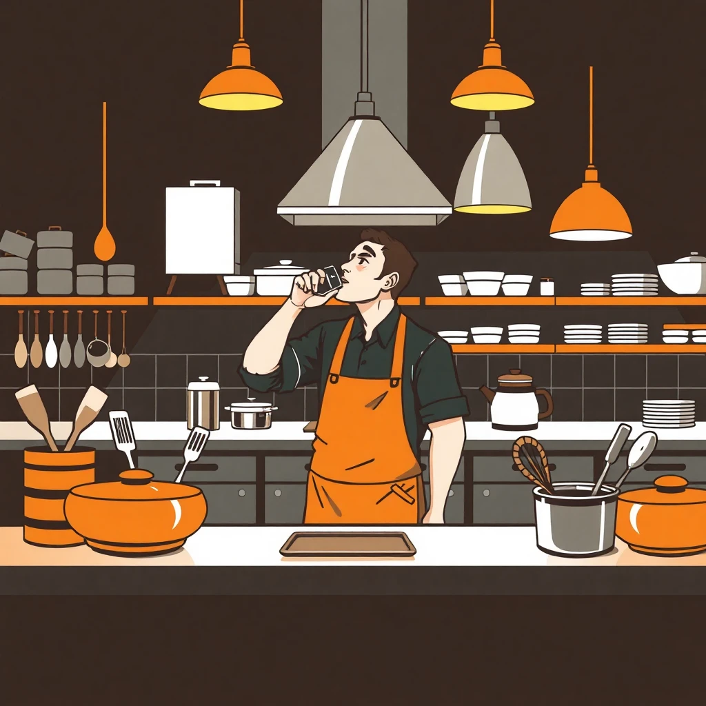 Trabajador de restaurante en descanso