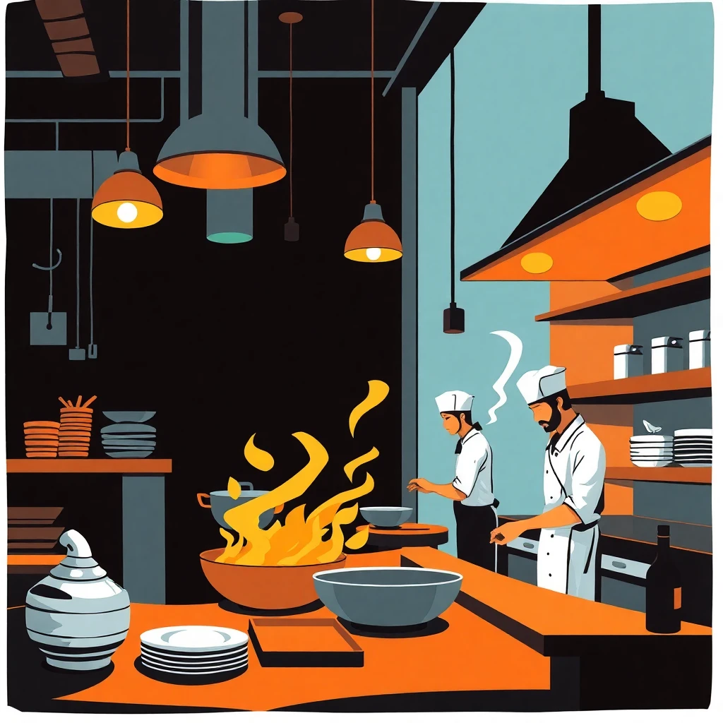 Chefs en acción en una cocina