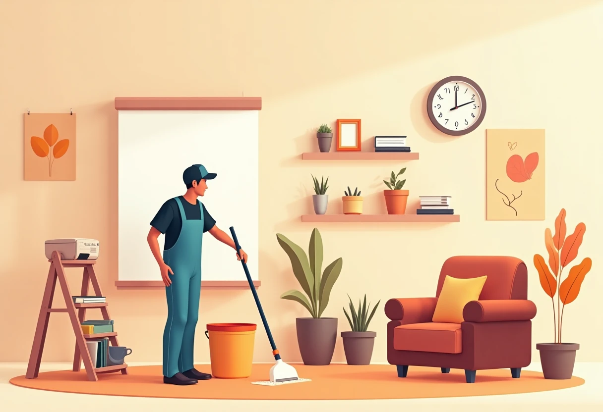 Colombian housekeeper in action