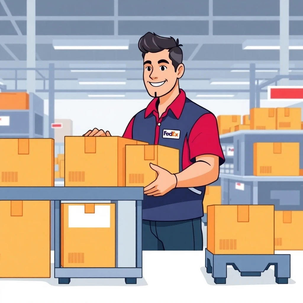 Empleado de FedEx trabajando
