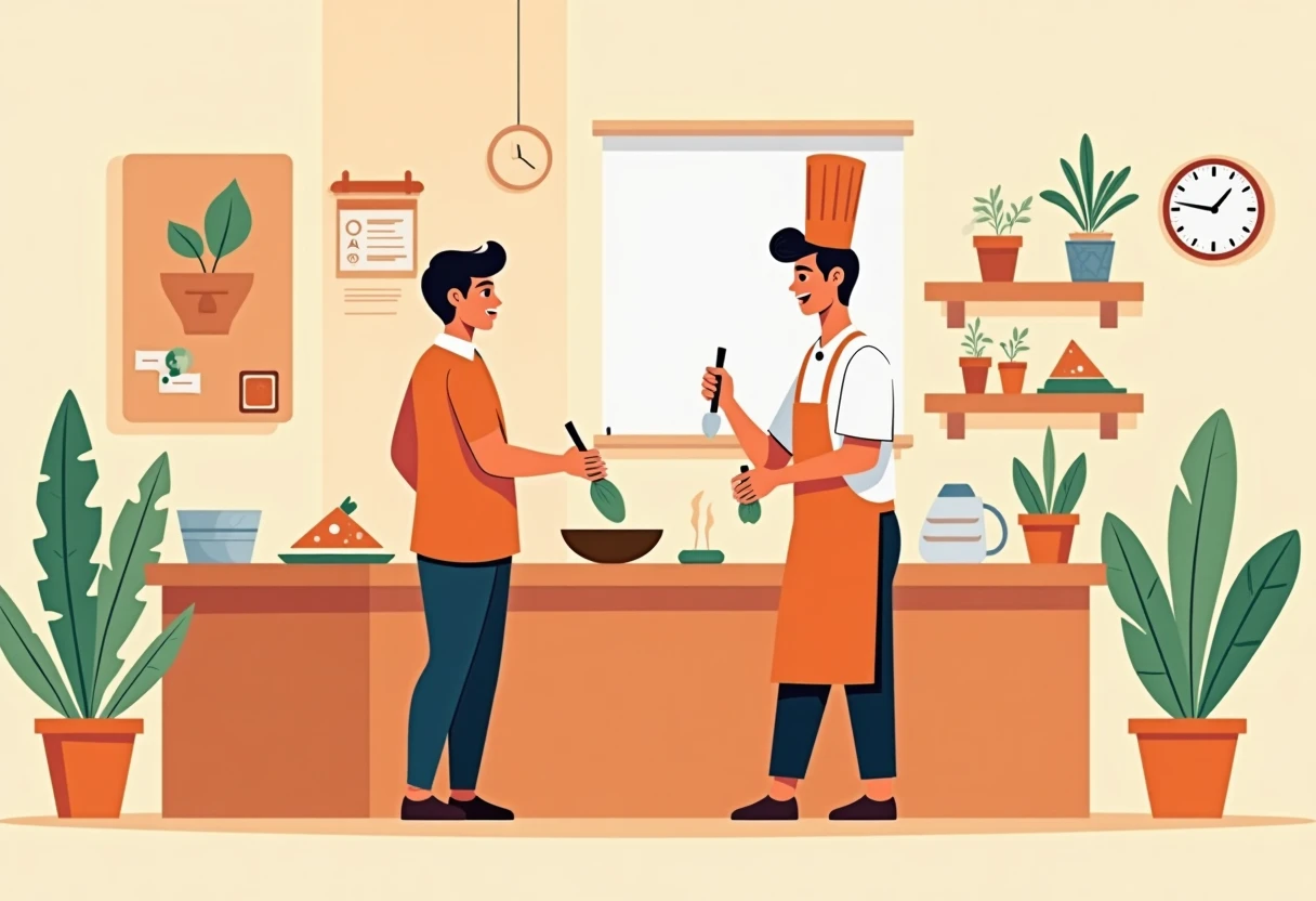 Jeune professionnel en cuisine