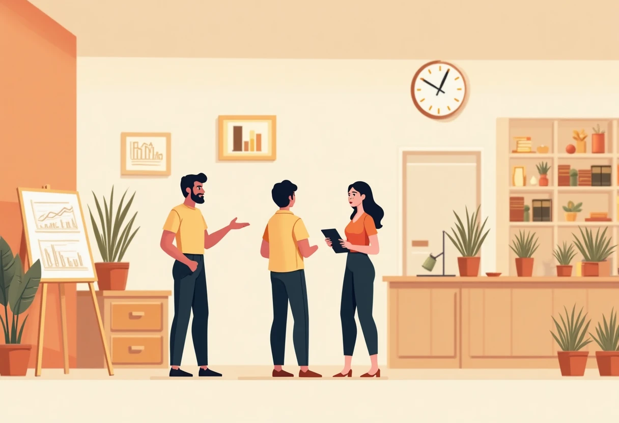 Professionnels en vente en discussion