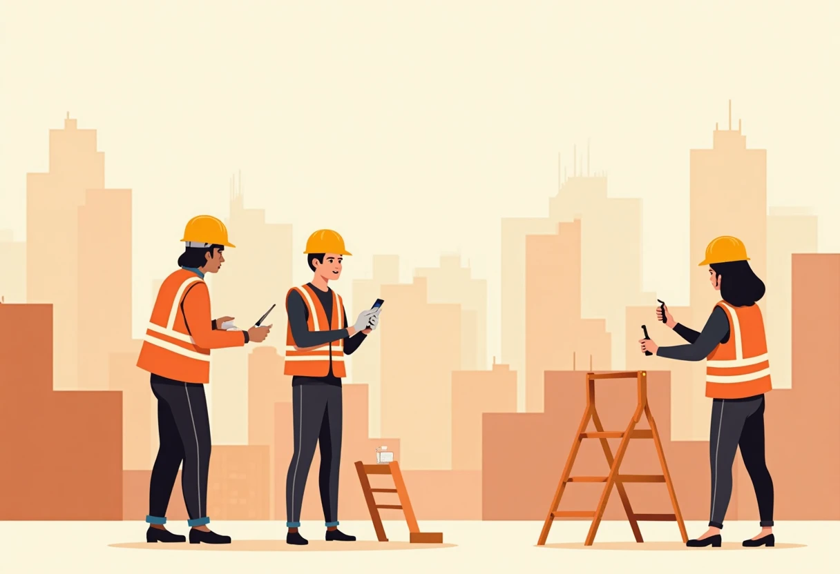 Trabajadores colaborando en construcción