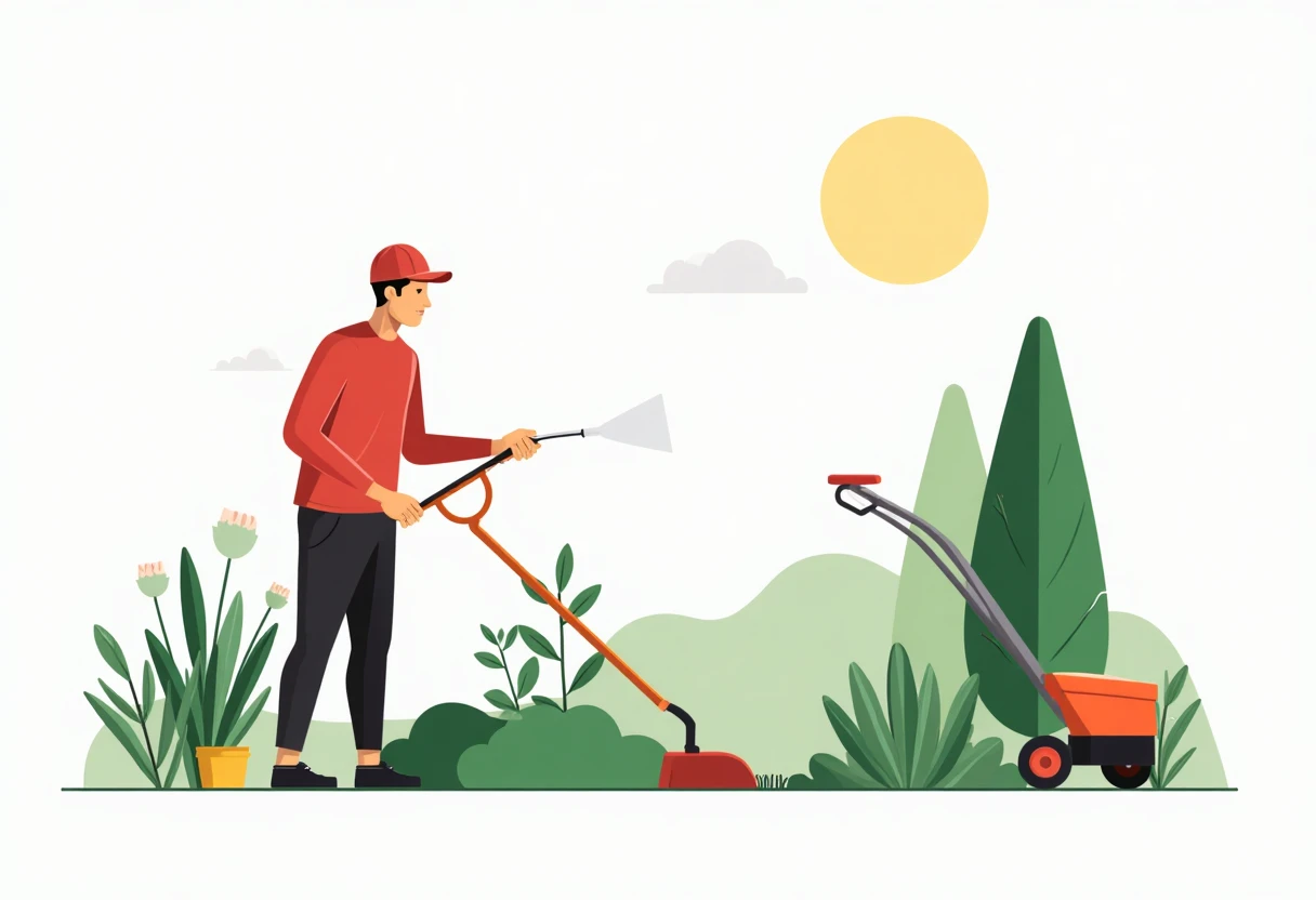 Trabajo de mantenimiento en un jardín