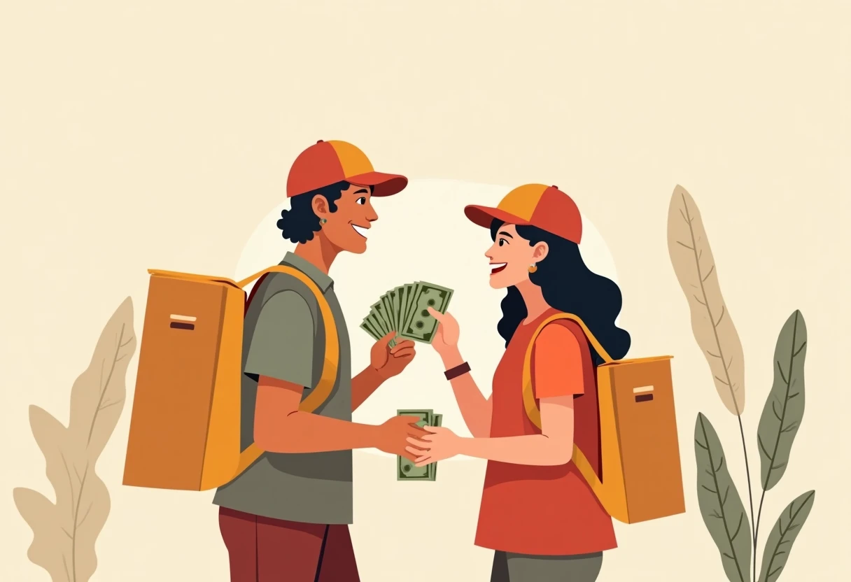Courier counting earnings