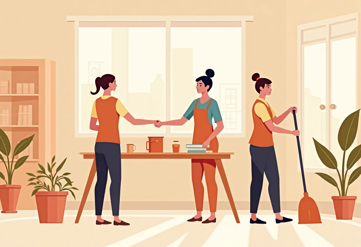 Team of housekeepers in action