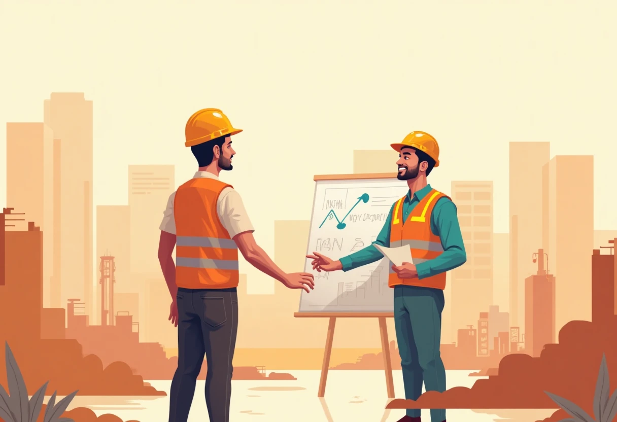 Trabajadores de la construcción colaborando en un proyecto