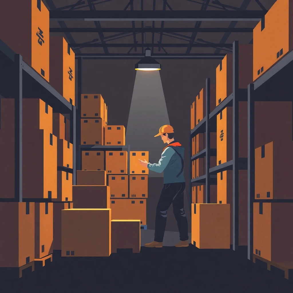 Trabajador de almacén en acción