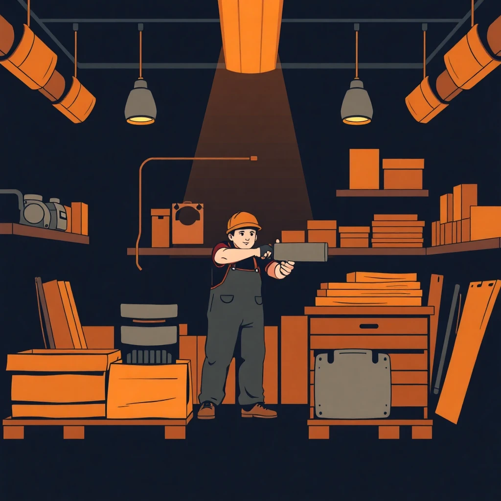 Operador de almacén usando tecnología avanzada