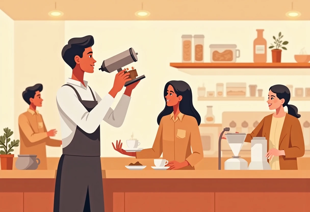 Trabajo de barista en un ambiente acogedor
