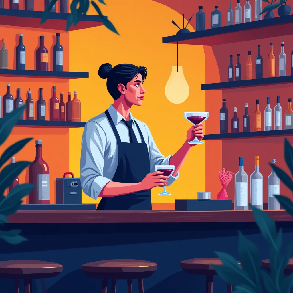 Trabajador de hospitalidad en acción