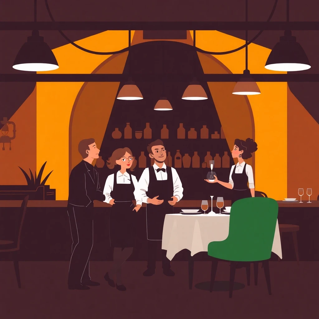 Trabajadores de hospitalidad en acción