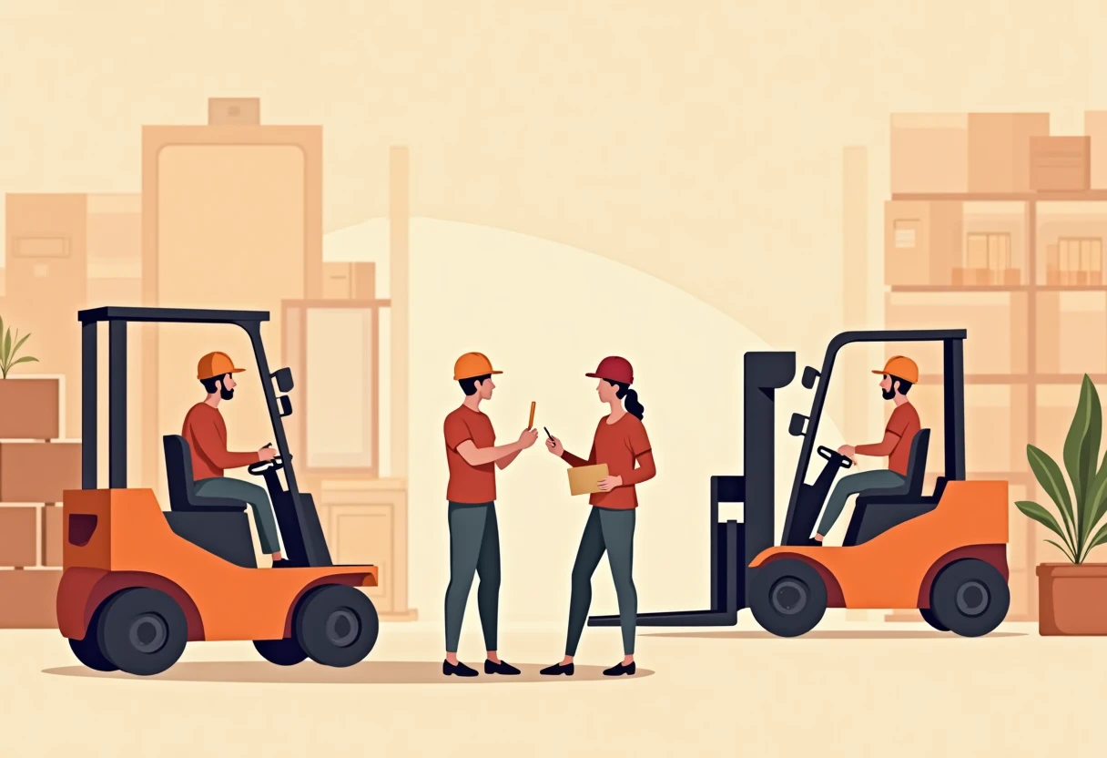 Warehouse workers planning logistics